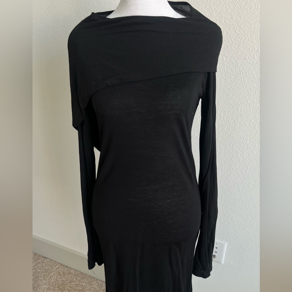 Ann Demeulemeester Black Wool blend Long Sleeve Dress - Picture 2 of 15